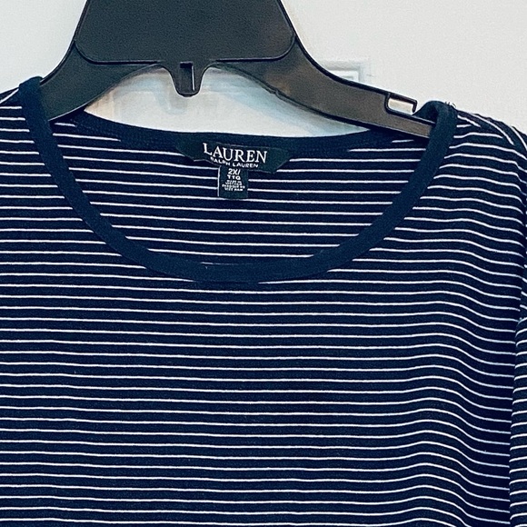 Ralph Lauren Horizontal Navy/White Stripe Short Sleeve Tee Shirt. Size 2X Women - Picture 2 of 10